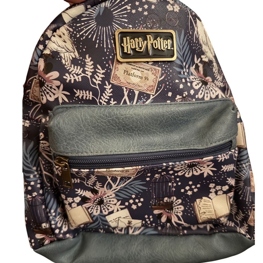 Harry Potter Backpack Womens Mini Blue Floral Excellent Faux Leather